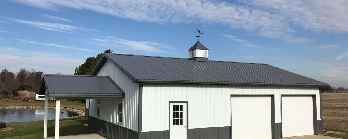 Stunning view of galvanized steel barndominiums in Sierra Vista, Arizona, showcasing modern design and durability