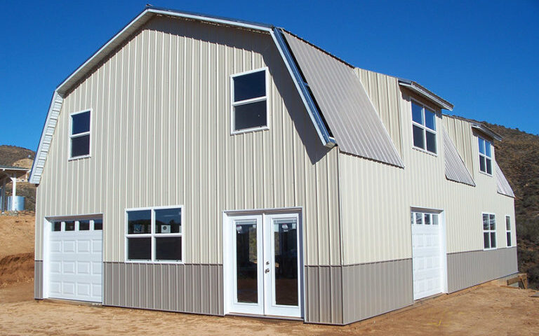 Modern galvanized steel barndominiums in Sierra Vista Southeast Arizona showcase durable design and versatile living spaces