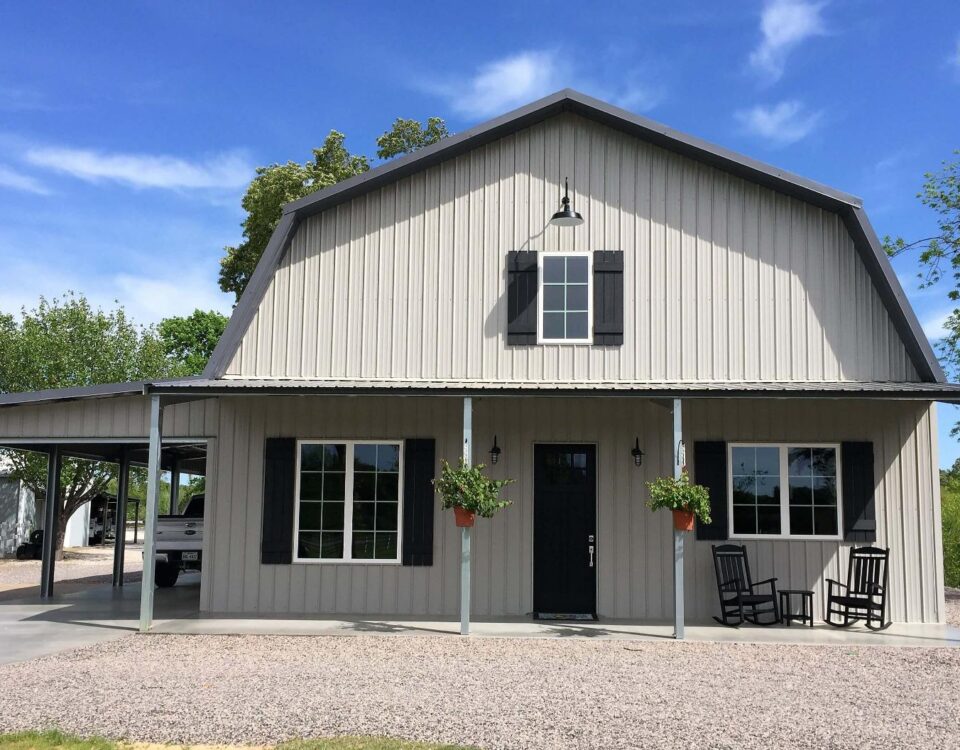 Stylish galvanized steel barndominiums in Somerton, Arizona, showcasing modern design and durability in rural living